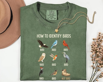 Maglietta "Come identificare gli uccelli", regalo divertente per gli appassionati di birdwatching, maglietta umoristica sul birdwatching