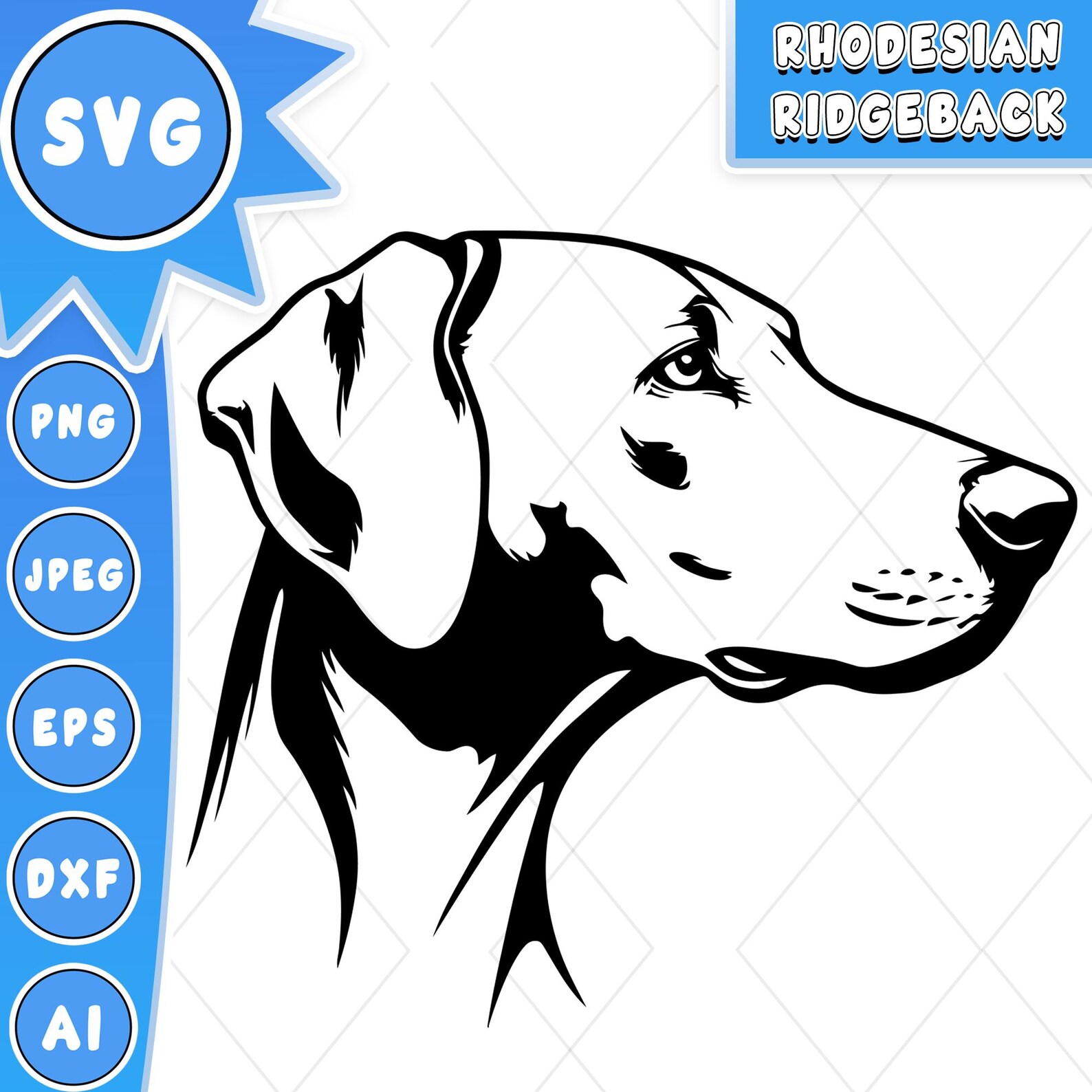Head Base Draw Ridgeback Rhodesian Ridgeback Head Svg Cut File, Dog Svg, Dog Outline Vector ...