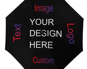 Custom Umbrella with Text Logo Image, Personalized 3 Fold Umbrellas Portable Windproof Umbrellas for Rain Sun Gift