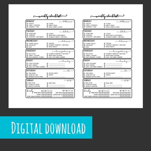 PRINTABLE CLASSIC Happy Planner Cleaning Checklist Planner - Etsy