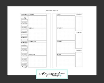 PRINTABLE - Personal Size Planner - Undated Weekly Pages