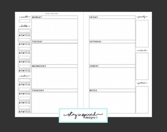 PRINTABLE - Half Letter | Junior Size Planner - Undated Weekly Pages
