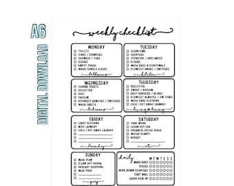 PRINTABLE - A6 Planner Cleaning Checklist Planner Insert | Planner Weekly Checklist | Chore Checklist