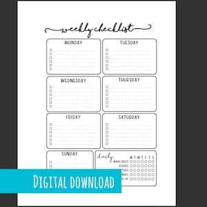 PRINTABLE - BLANK CLASSIC Happy Planner Cleaning Checklist Planner Insert | Happy Planner Weekly Checklist | Classic Happy Chore List