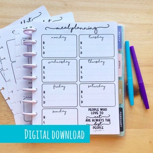 PRINTABLE - CLASSIC Happy Planner Meal Planner Insert | Happy Planner Grocery List Insert | Classic Happy Planner Insert