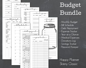 Budget Bundle PRINTABLE | Skinny Classic Happy Planner | 9 Page Budget Planner PDF, Studio3 & SVG