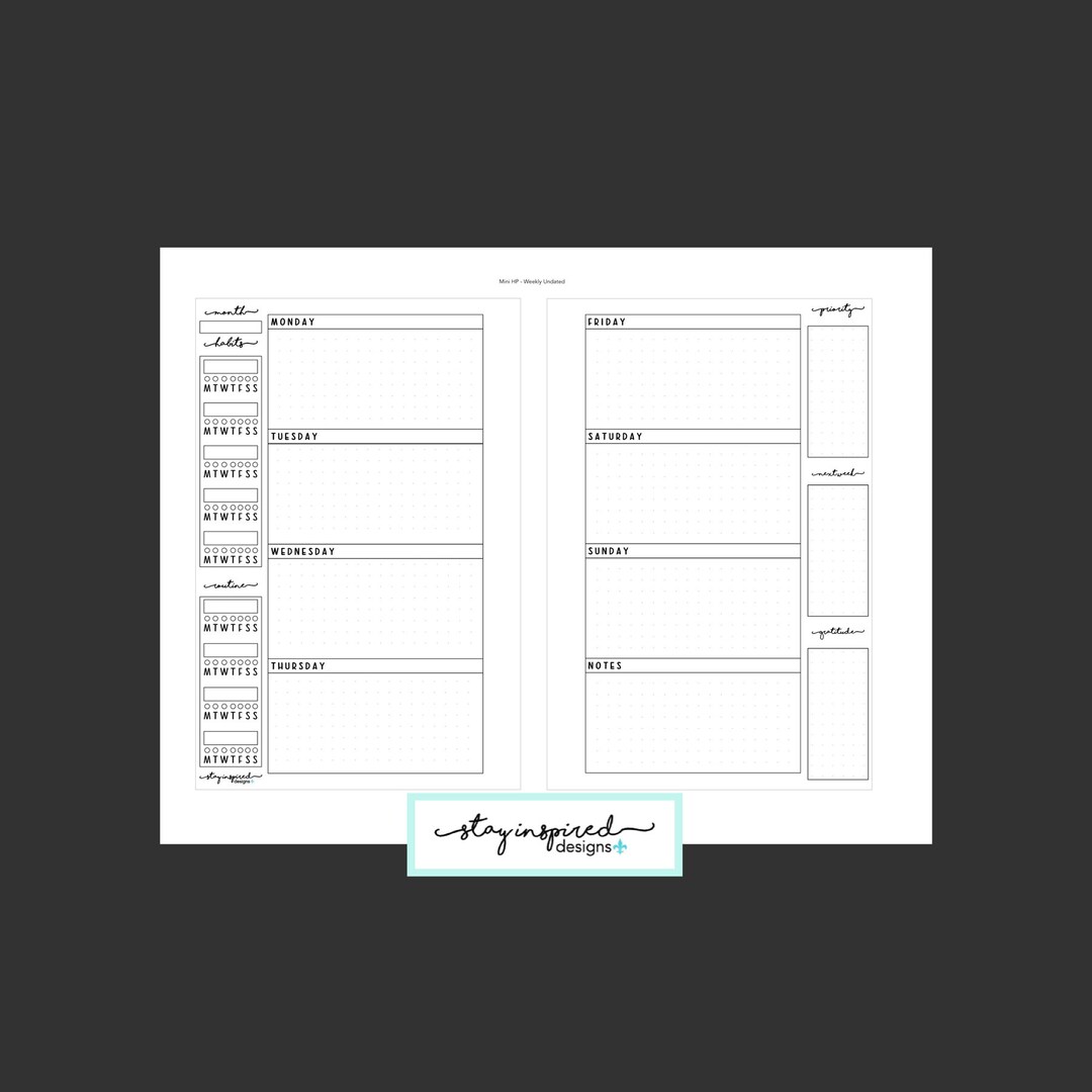 PRINTABLE - Mini Happy Planner | HP Mini - Undated Weekly Pages - Etsy