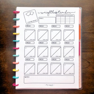 PRINTABLE - BIG Happy Planner Weight Loss Tracker | Happy Planner Insert | BIG Happy Planner Insert