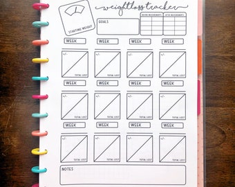 PRINTABLE - BIG Happy Planner Weight Loss Tracker | Happy Planner Insert | BIG Happy Planner Insert