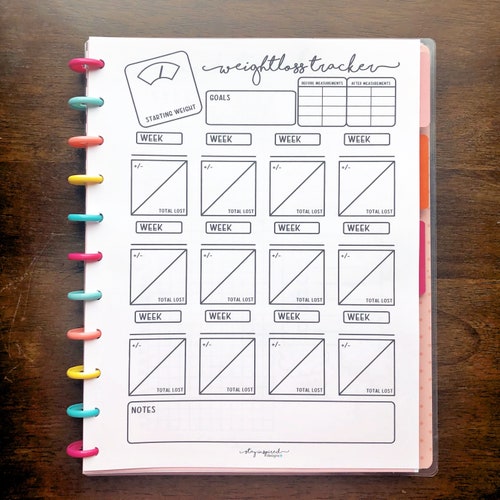 PRINTABLE BIG Happy Planner Weight Loss Tracker Happy Etsy