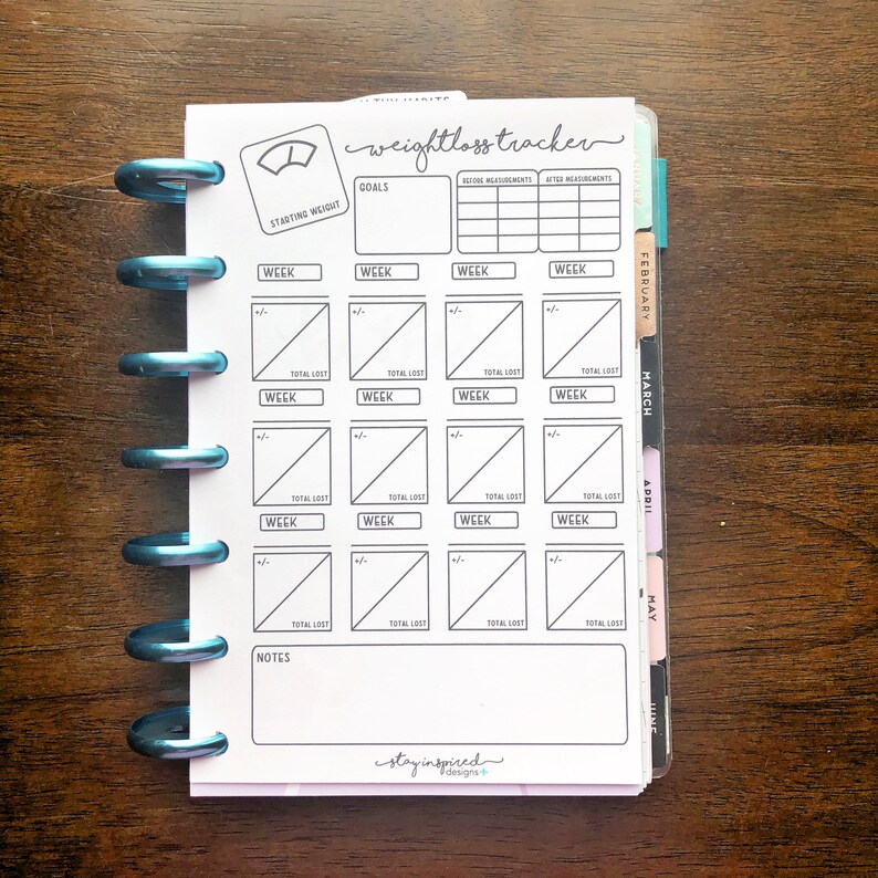 PRINTABLE MINI Happy Planner Weight Loss Tracker Happy Etsy