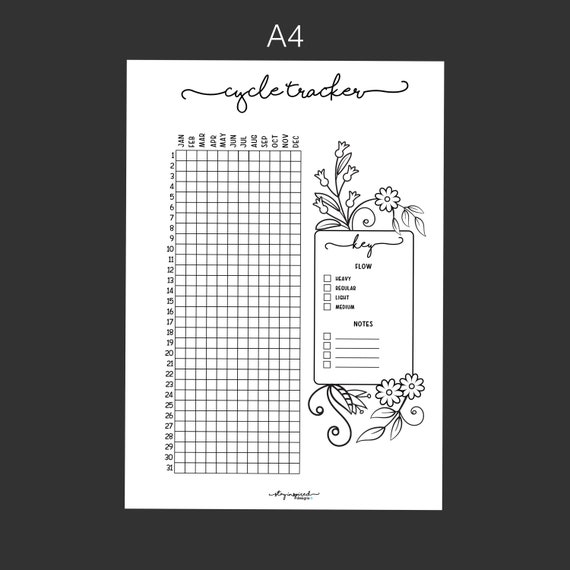 PRINTABLE A4 Planner Cycle Tracker A4 Planner Insert | Etsy