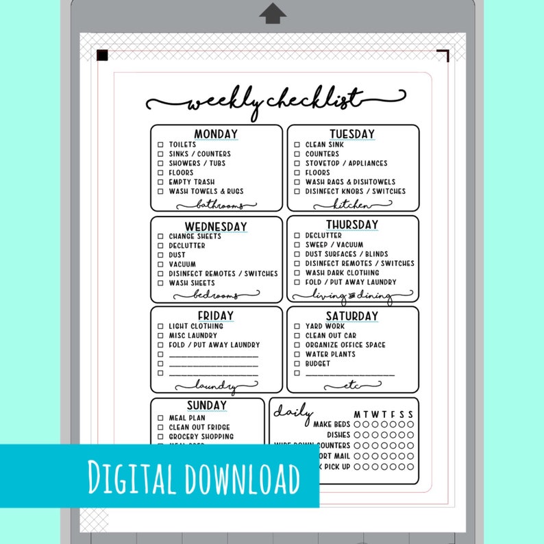 PRINTABLE CLASSIC Happy Planner Cleaning Checklist Planner Insert Planner Weekly Checklist Classic Happy Chore Checklist image 4