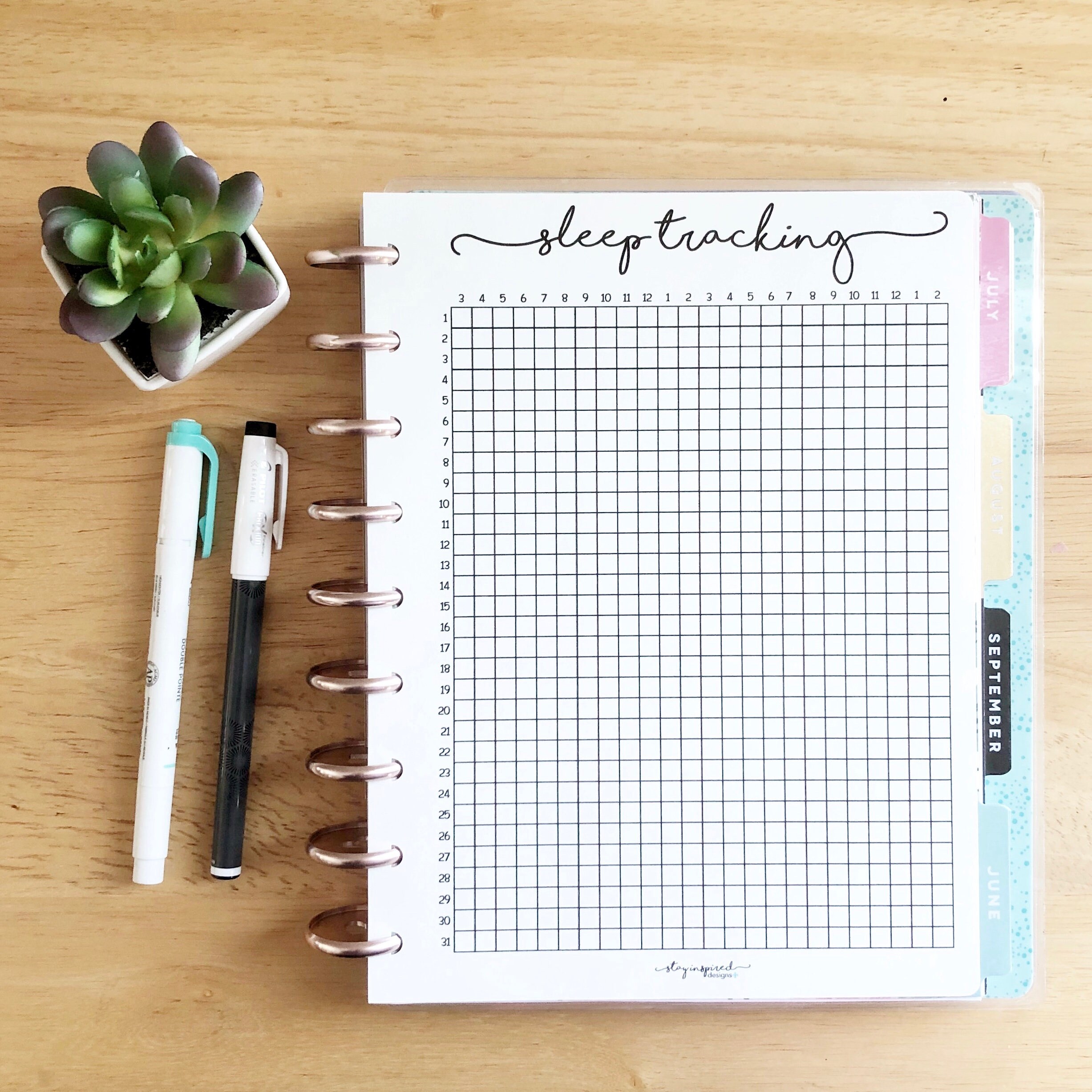 PRINTABLE CLASSIC Happy Planner Sleep Tracking Insert Happy Planner ...