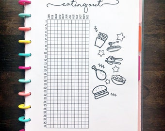 AUSDRUCKBAR - BIG Happy Planner Eating Out Tracker | Happy Planner Insert | Klassischer Happy Planner Einsatz
