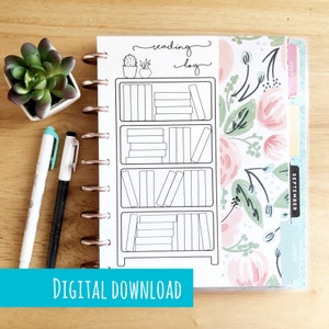 IMPRIMABLE - CLASSIC Happy Planner Reading Log | Insert Happy Planner | Skinny Classic Happy Planner Insert | Tracker livre