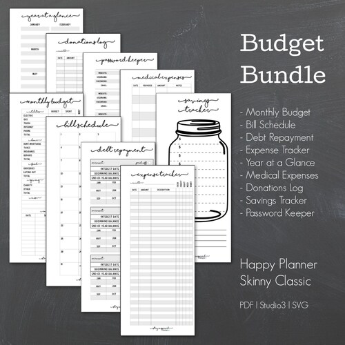 Budget Bundle PRINTABLE Skinny Classic Happy Planner 9 - Etsy