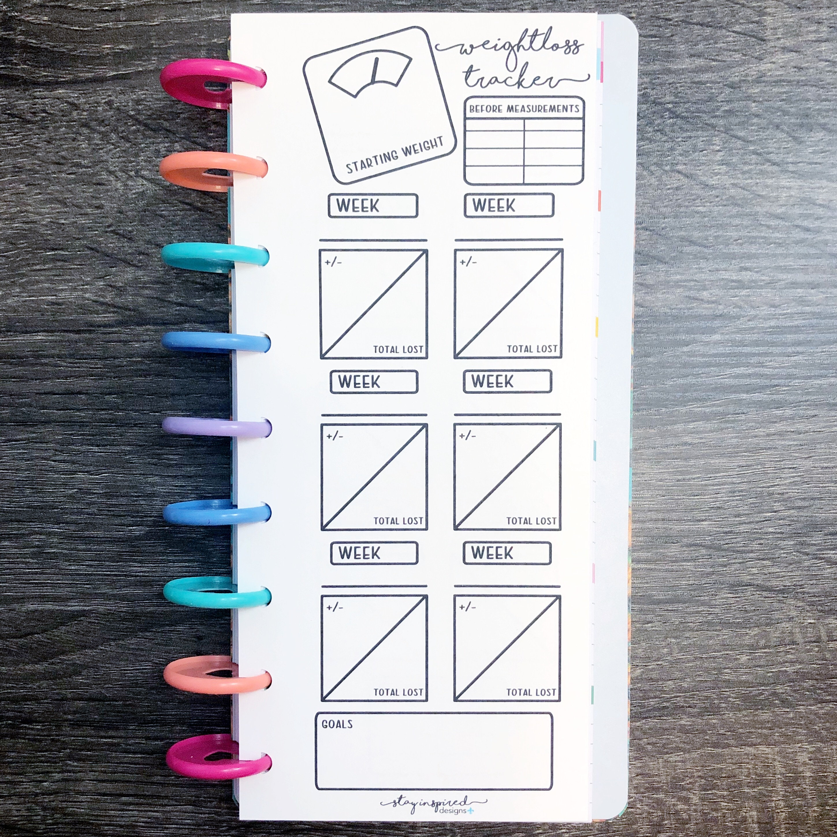 PRINTABLE - SKINNY CLASSIC Happy Planner Weight Loss Tracker | Happy ...
