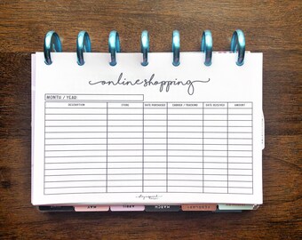 PRINTABLE - MINI Happy Planner Online Order Tracker | Happy Planner Insert | MINI Happy Planner Online Order Log | Shopping Log