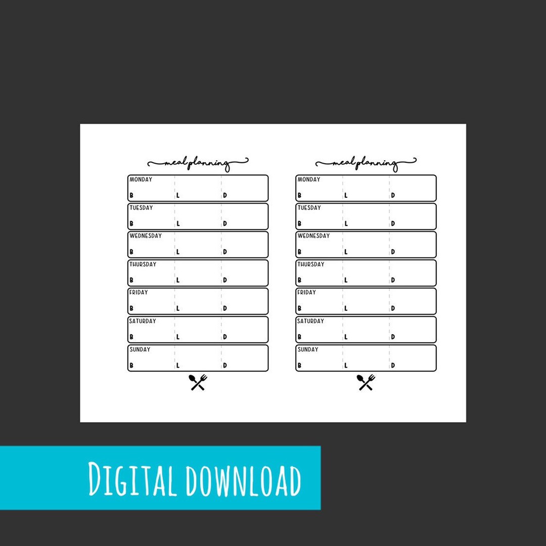 PRINTABLE - MINI Happy Planner Meal Planner Insert | Happy Planner ...