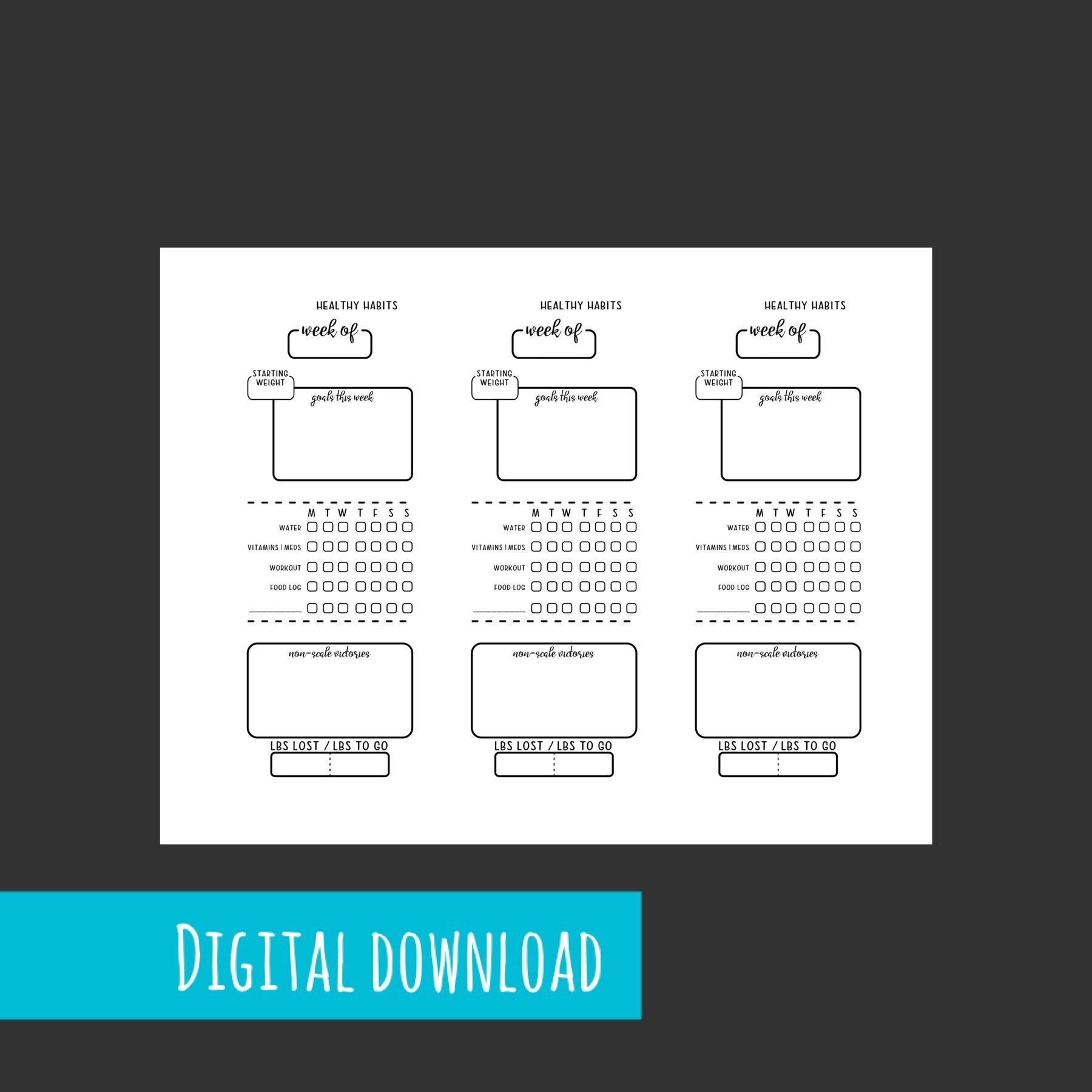 PRINTABLE MINI Happy Planner Healthy Habit Tracker | MINI Happy Planner ...