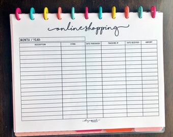 PRINTABLE - BIG Happy Planner Online Order Tracker | Happy Planner Insert | BIG Happy Planner Insert | Shopping Log