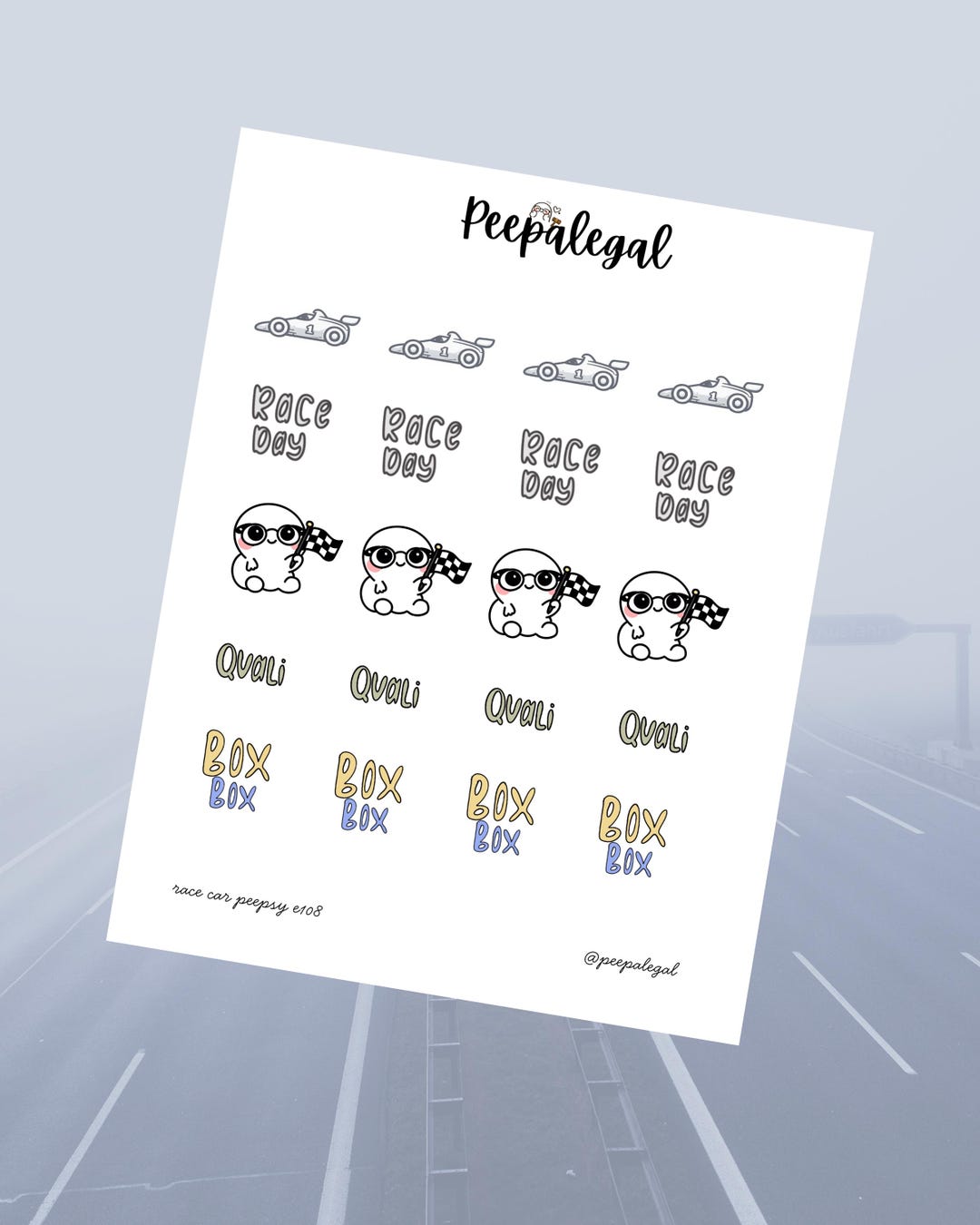 Race Car Sticker Sheet - Etsy