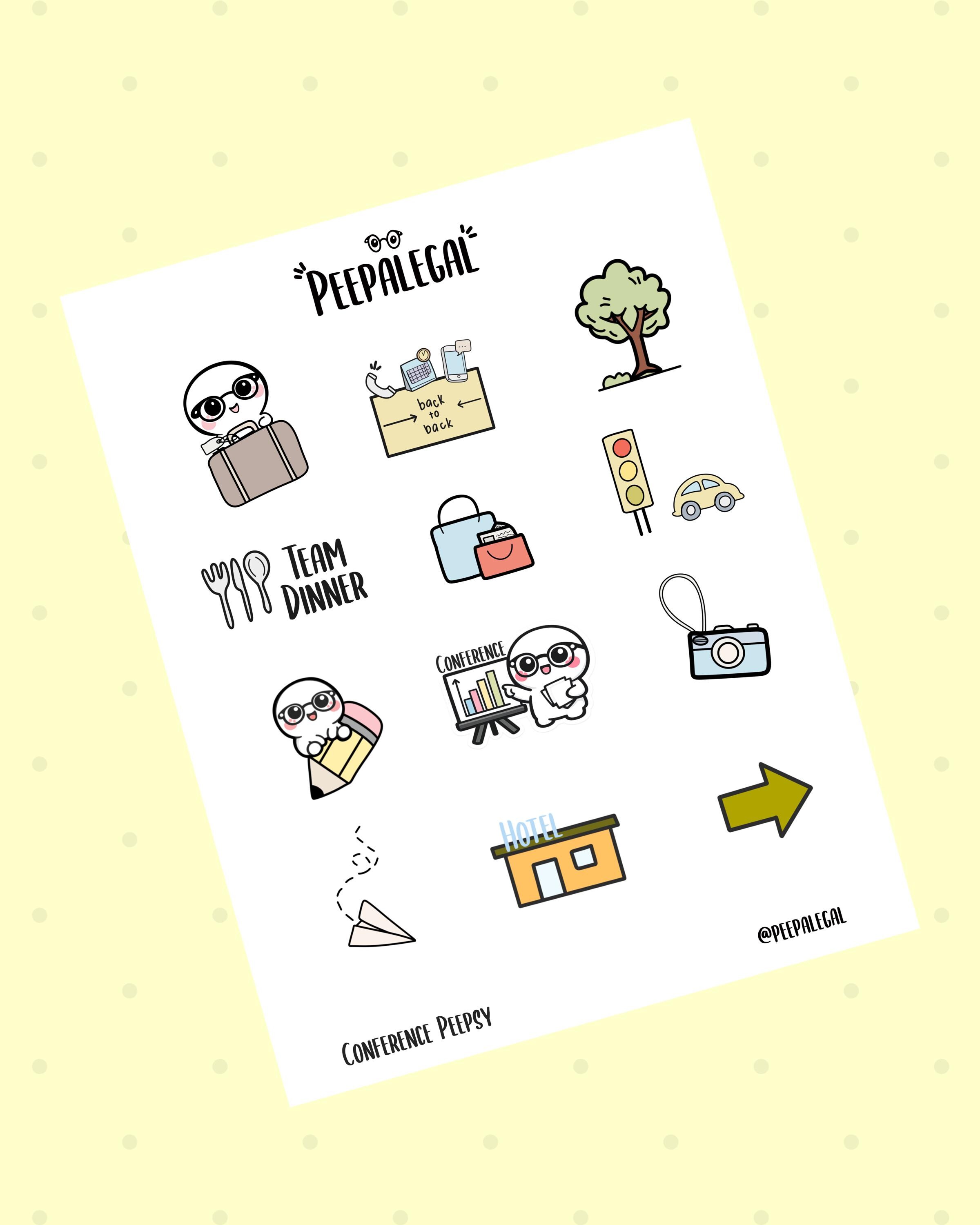 Conference Peepsy Sticker Sheet || Hand Drawn Doodle Stickers for ...