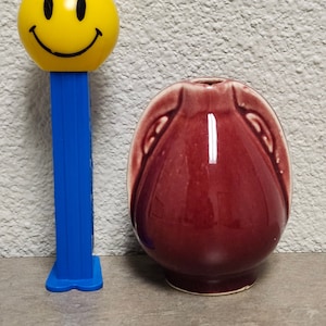 Vintage Shawnee USA Miniature Vase Red Burgundy Color Pottery Mini Jug Urn with Handles 2.75" Tall