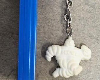 Vintage 1980's Michelin Key Chain Tire Guy Running Man Plastic Promo Auto Collectible