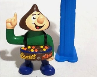 Vintage Hershkins 1980's Hershey Chocolate Reese's Pieces Figure PVC 2.25" made in Hong Kong Blue and Green