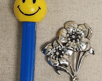 Vintage DANECRAFT Sterling Silver 925 Primrose Flower Bouquet Pin Brooch