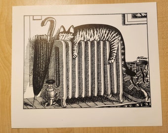 B Kliban Cat Print YOUR CHOICE: From Vintage 1981 "Cat Calendar Cats" Book, Month of March Years 1977-1981