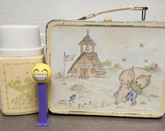 Vintage Betsey Clark Precious Moments Metal Lunch Box + Thermos Hallmark 1975