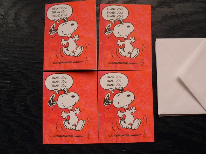 Vintage Snoopy Note Cards w/envelopes Peanuts Stationary 4 Etsy