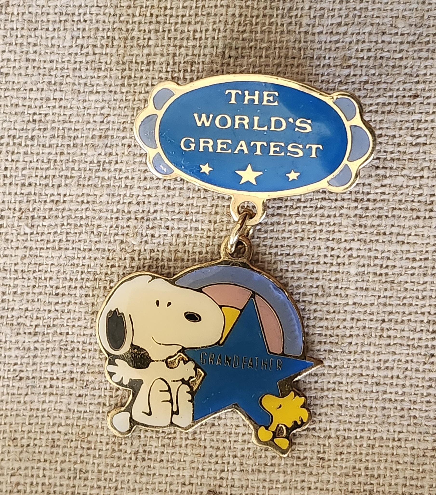 Geates Pin 1980's Peanuts World's Greatest Pin ~ Grand Father ~ Snoopy and ...