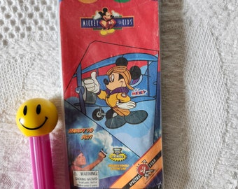 Vintage Mickey Mouse Kite 1997, Mickey For Kids Poly Delta 24" Diamond Kite W/Handle, New Old Stock MIP, Mickey Airplane Pilot Disney Toy