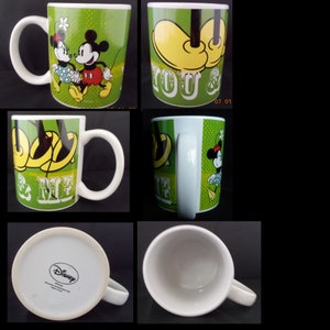 Vintage Disney Mickey Mouse-mok, You & Me Mickey en Minnie Green Sweetheart-koffiekop