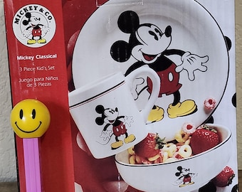 Disney’s Mickey & Co Gibson Mickey Mouse 3-Piece Kid’s Ceramic Dish Set NIB 1997