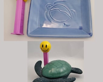 Vintage Keramik Schildkröte Artikel DEINE WAHL: Blaue Kauai Trinket Ring Tablett / Seifenschale oder Grüne Trinket Schmuckschatulle mit Deckel