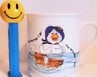 Suzy's Zoo Visits Current, Paddling Duck Cup, Suzy Spafford 1986, Vintage Kid's Drinkware, Current Inc. Mug, Hot Chocolate Cup