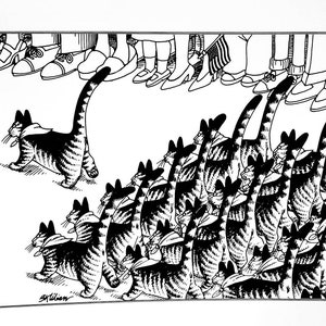 B Kliban Cat Print YOUR CHOICE: From Vintage 1981 &quot;Cat Calendar Cats&quot; Book, Years 1977-1981 Month of July