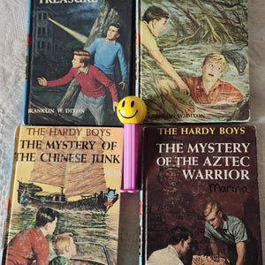 Vintage Hardy Boys Books Lot: # 1, 14, 39, 43 Teen Mystery Books, 1960&#39;s Hardback Covers, Boys Adventure Book, Mid Century Series Books