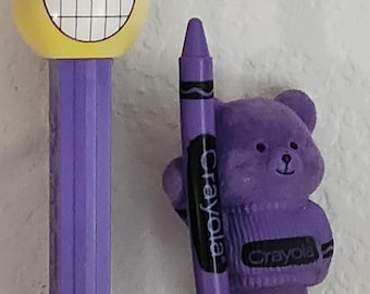 Crayola Crayon Flocked Bear 3" Mini Figure PURPLE Binney & Smith Vintage 1980s