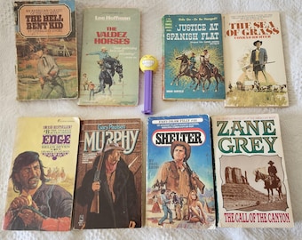 Lote de 8 libros antiguos de bolsillo sobre el Oeste, de las décadas de 1950 a 1980, Shelter n.° 22, ACE Double, Zane Grey