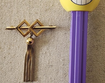 Vintage Forstner Art Deco Tassel Pin Brooch, 12K GF Gold Filled, Signed