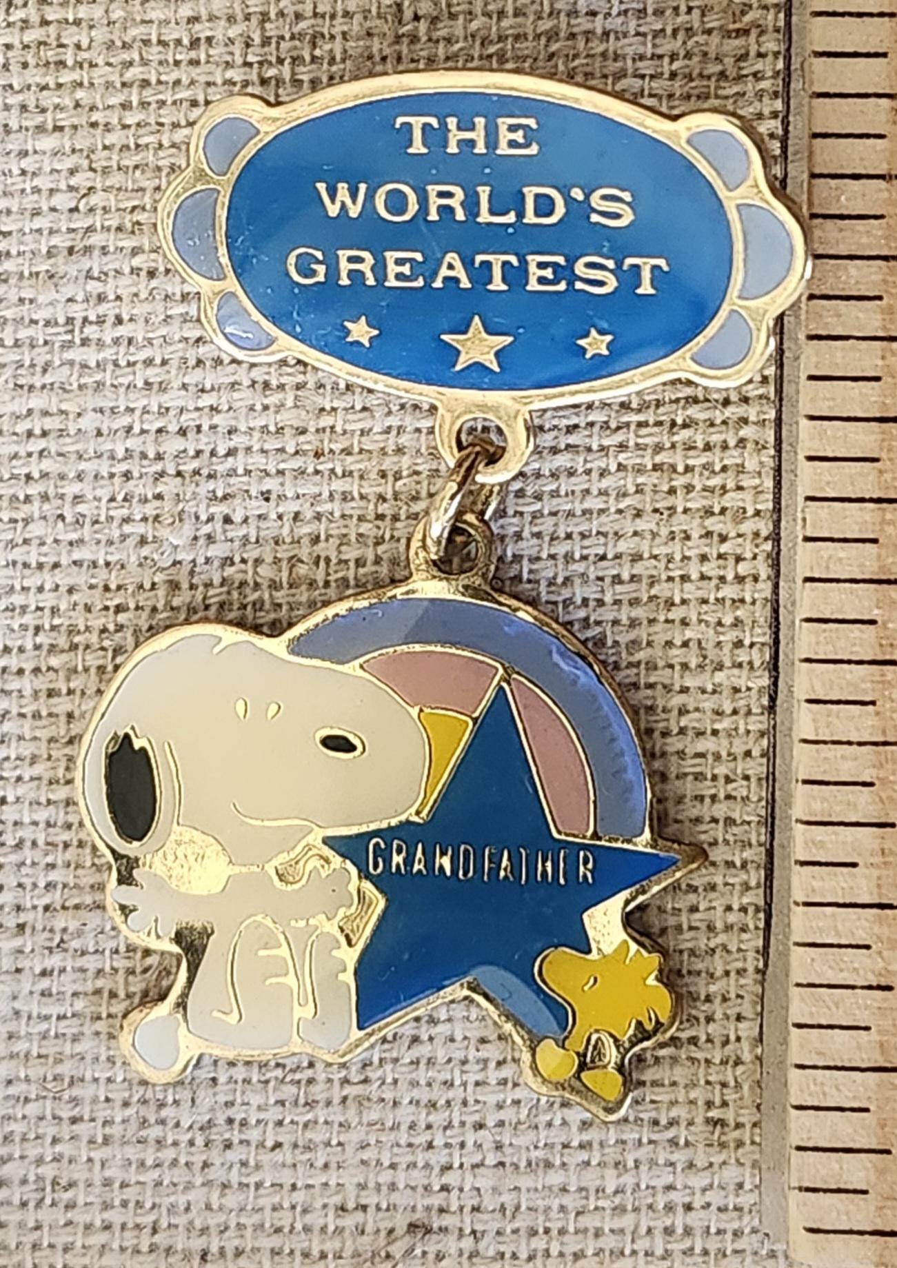Geates Pin 1980's Peanuts World's Greatest Pin ~ Grand Father ~ Snoopy and ...