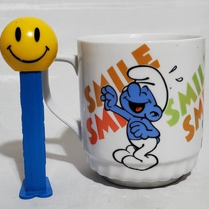Smurf Porcelain Smile Mug Vintage by Thun, Made in Czechoslovakia 1980&#39;s Smurfs