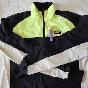 1990s Sierra Touring ST Cycling Windbreaker Jacket Black Yellow Unisex Adult Small
