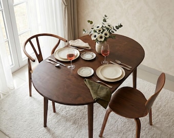 Handmade Oval Dining Table, Modern Small Space Kitchen Furniture